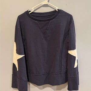 Navy Blue Sweatshirt with White Star Accents